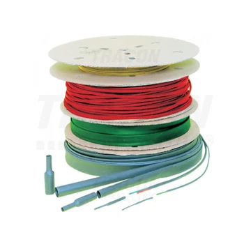 Zsugorcső, vékonyfalú, 2:1 zsugorodás, szürke, dobon 9,5/4,8mm, POLIOLEFIN