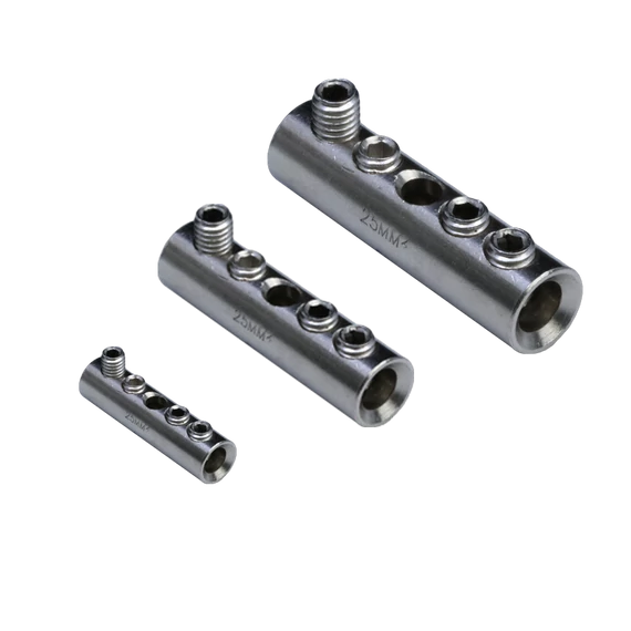 TRACON THCS120 - Szigeteletlen toldóhüvely csavarral, ónozott 120mm2, (d1=15mm, L=54mm)